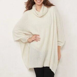 Lauren Conrad Women Soft Beige Box Knit Poncho
